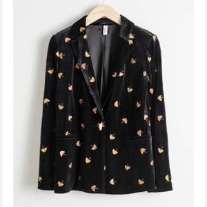 & Other Stories Embroidered Velvet Blazer size 6